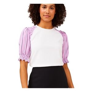 Riley & Rae Women's Mixed Media Ruffled Shirt Size XL Purple White